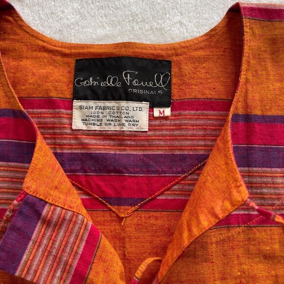 Vintage 60's 70's Gabrielle Fouell Boho Cotton Kimono Top Blouse Size M Pockets - Picture 3 of 5